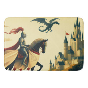 Tapis De Bain Chevalier médiéval/dragon/château fantastique