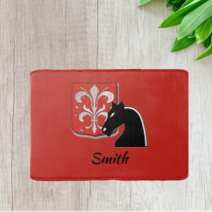 Tapis De Bain Chevalier rouge et noir médiéval et bouclier