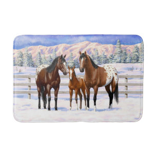Tapis De Bain Chevaux Appaloosa De Baie Brown En Neige