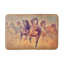 Chevaux Mustangs Sauvages Aquarelle