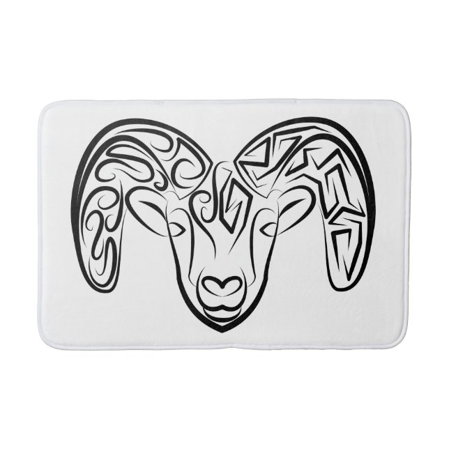 Tapis De Bain Chèvre tribale noire et blanche / Mouton (Devant)