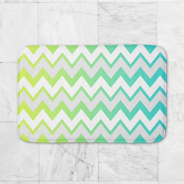 Tapis De Bain Chevron motif citron vert turquoise aqua ombre élé (Créateur téléchargé)