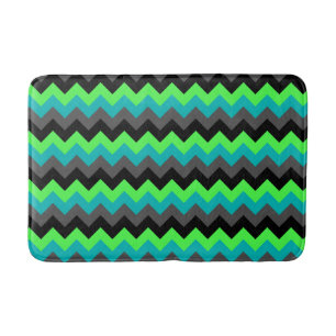 Tapis De Bain Chevrons Ombre Noir Vert Moyen Mat Bain