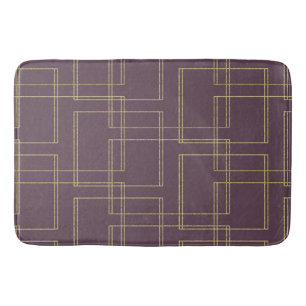 Tapis De Bain Chic Berry Mauve & Or Géométrique Glam