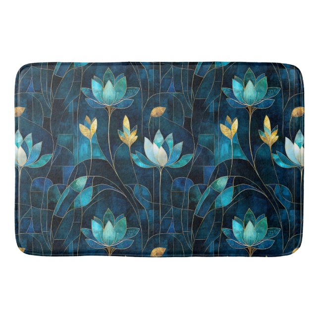 Tapis De Bain Chic chrysanthème turquoise (Devant)