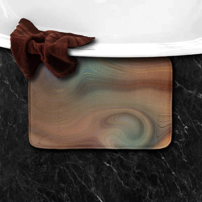 Tapis De Bain Chic Earthy | Agate en pierre de cuivre naturel (Créateur téléchargé)