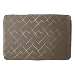 Tapis De Bain Chic Géométrique Café Doré Chocolat Brown
