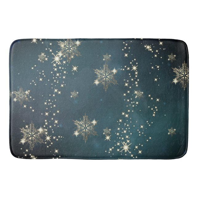 Tapis De Bain Chic Gold Snowflakes Green (Devant)