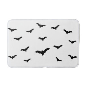 Tapis De Bain Chic Halloween Chauves-Souris Noires & Blancs Mign