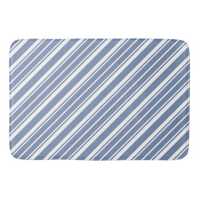 Tapis De Bain Chic Indigo Bleu, Blancs Bain Bain Stripes (Devant)
