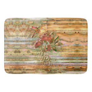 Tapis de bain chic minable de vol de colibri