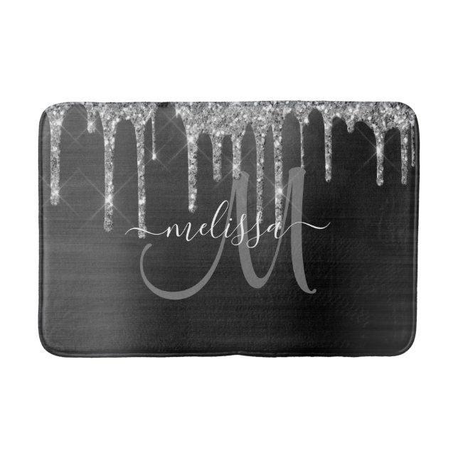 Tapis De Bain Chic noir Parties scintillant de séchage brosse mé (Devant)