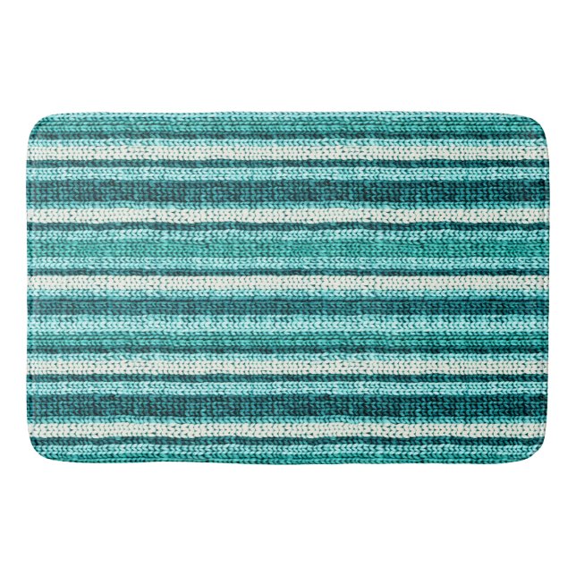Tapis De Bain Chic rayé turquoise (Devant)