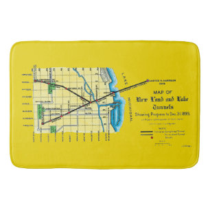 Tapis De Bain Chicago Map 1899 Land Lake Tunnels Harrison Crib
