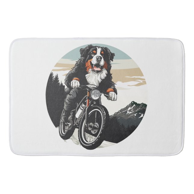 Tapis De Bain Chien De Montagne Bernois À Vélo De Montagne (Devant)