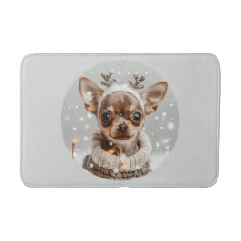 Tapis De Bain Chien de Noël Chihuahua Reindeer