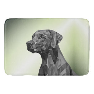 Tapis De Bain Chien géométrique gris sur fond vert