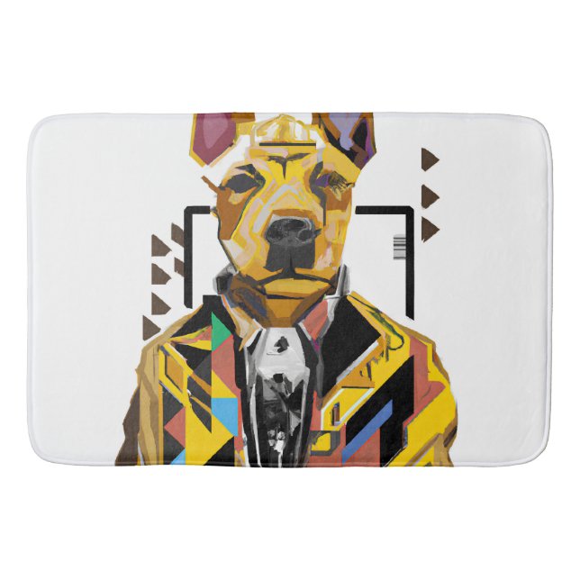 Tapis De Bain Chien portant un costume : Art numérique (Devant)
