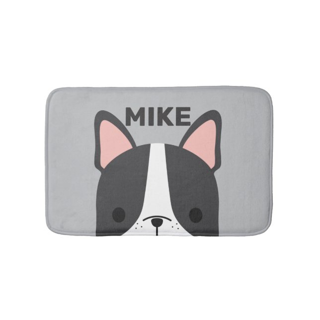 Tapis De Bain Chien-taureau français mignon avec nom personnalis (Devant)