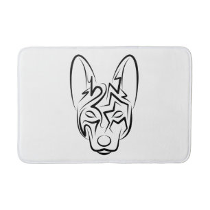 Tapis De Bain Chien tribal noir et blanc