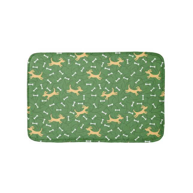 Tapis De Bain chiens chanceux avec l'arrière - plan d'os (Devant)