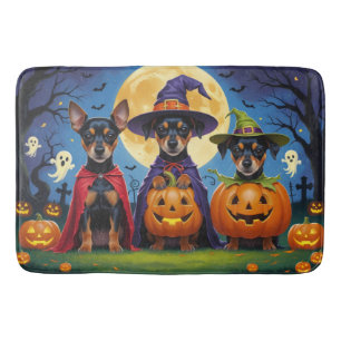 Tapis De Bain Chiens d'Affenpinscher Citrouille Halloween Funny