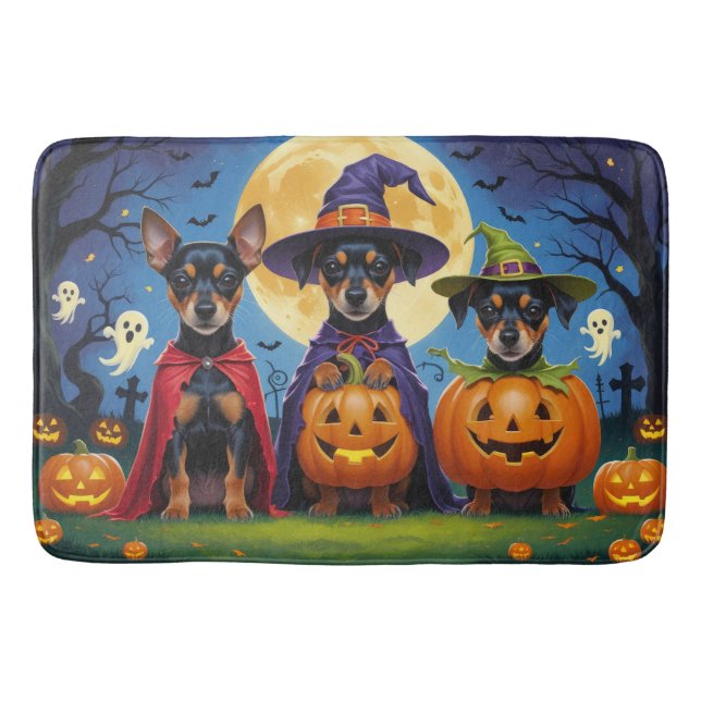 Tapis De Bain Chiens d'Affenpinscher Citrouille Halloween Funny (Devant)