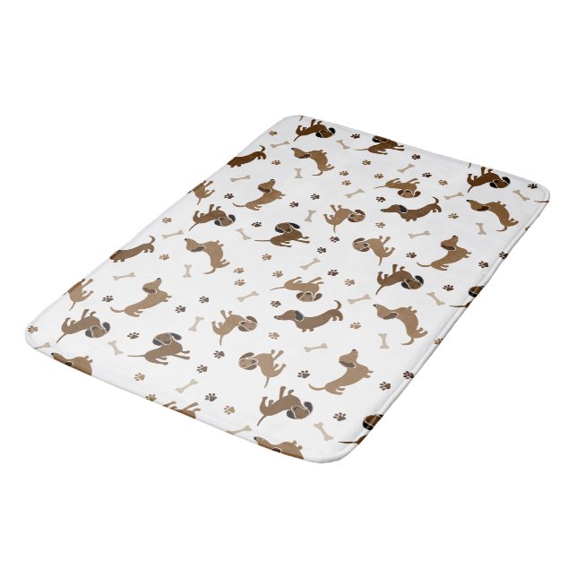 Tapis De Bain Chiens de Dachshund et Bones mignons pattes (Angle)