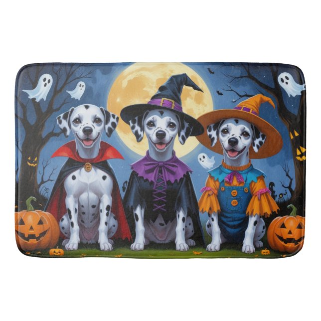 Tapis De Bain Chiens de Dalmatie Citrouille Halloween drôle (Devant)