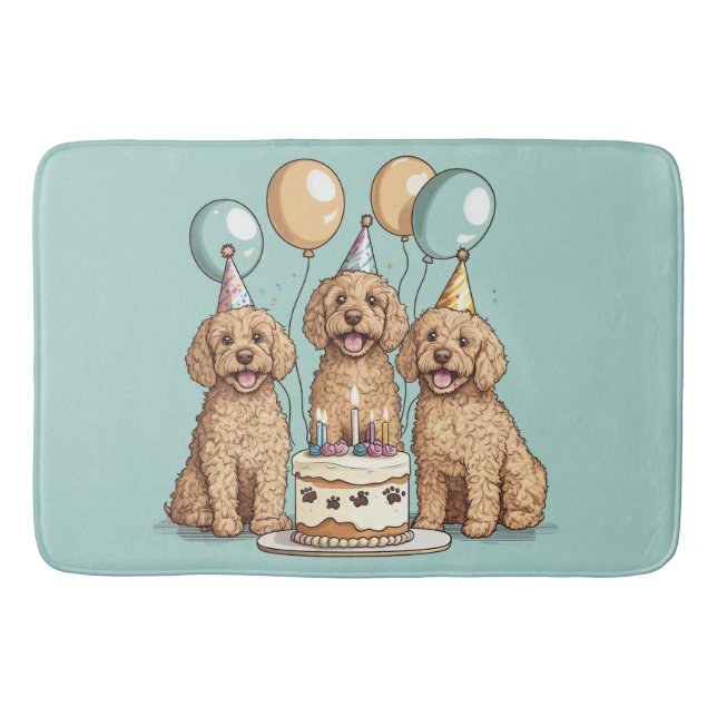Tapis De Bain Chiens de Goldendoodle d'anniversaire (Devant)