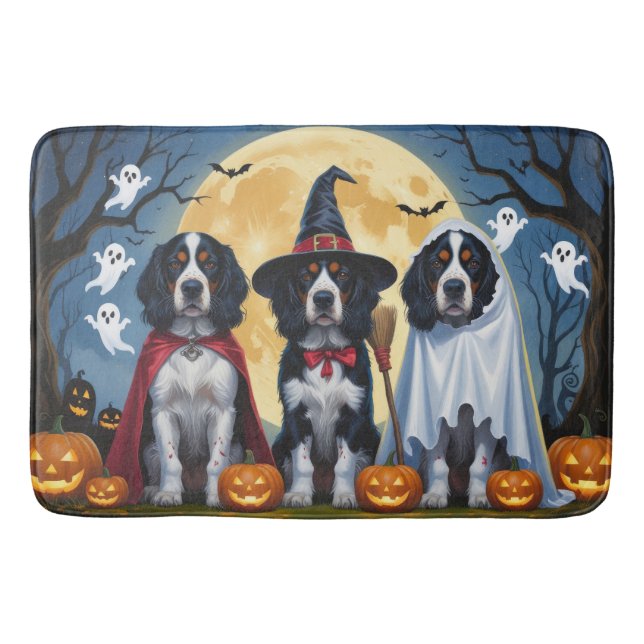Tapis De Bain Chiens de Setter anglais Citrouille Halloween Funn (Devant)