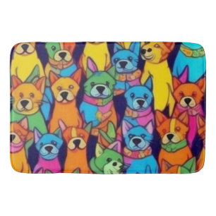 Tapis De Bain Chiens jolies et colorés Chiens heureux