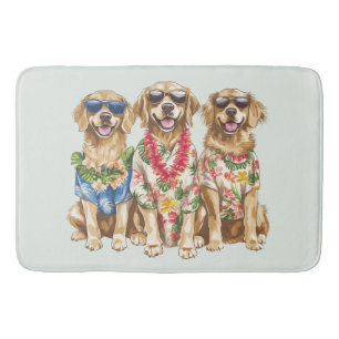 Tapis De Bain Chiens Retriever Doré Hawaïen Fleur Lei