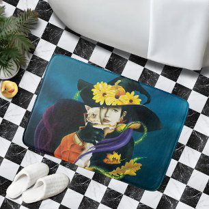 Tapis De Bain Chihuahua Chien sorcière Halloween