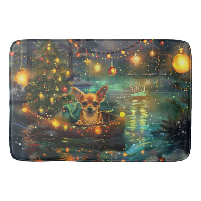 Tapis De Bain Chihuahua Noël Festive Voyage (Devant)