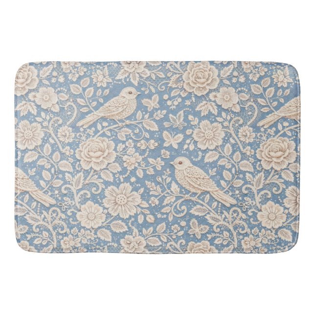 Tapis De Bain Chinoiserie Bird and Flower Seamless Pattern (Devant)