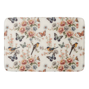 Tapis De Bain Chinoiserie Harmonie des oiseaux et des papillons