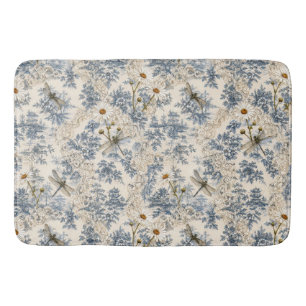 Tapis De Bain Chinoiserie Libellules, Marguerites et Dentelle