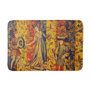 Tapis De Bain Chinoiserie médiévale italienne rouge jaune