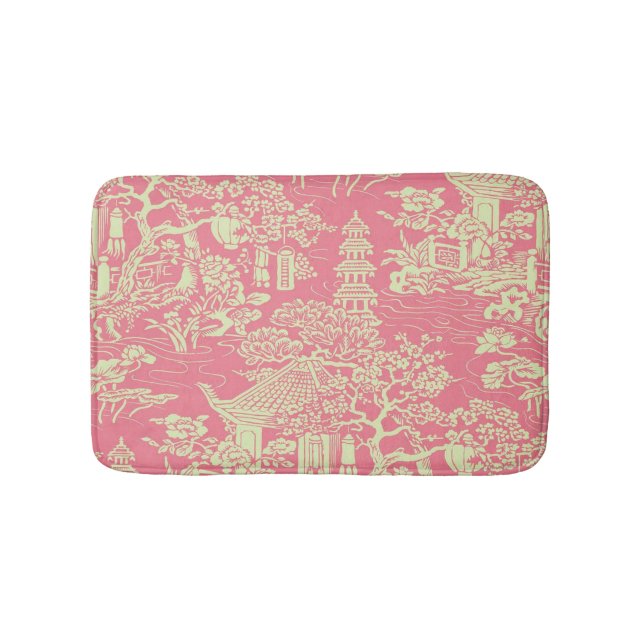 Tapis De Bain Chinoiserie rose moderne Mat de bain (Devant)