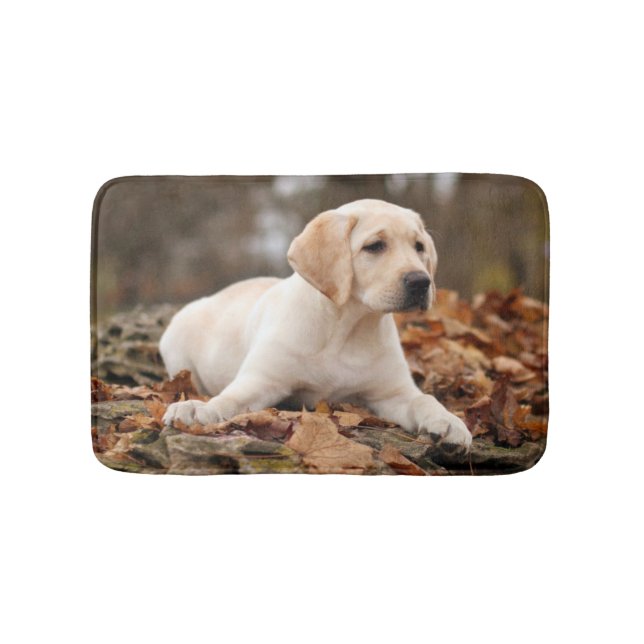 Tapis De Bain Chiot jaune du Labrador à l'automne (Devant)