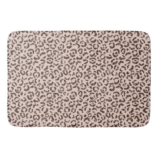 Tapis De Bain Chocolat à chair blanche Parties scintillant léopa (Devant)