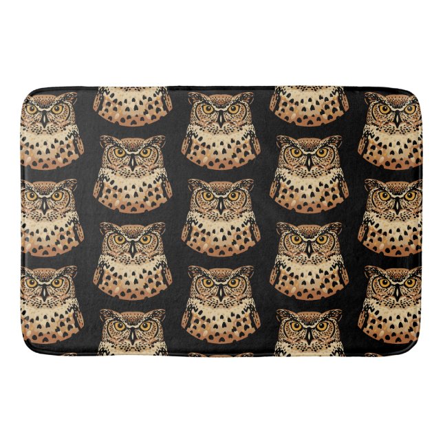 Tapis De Bain Chouette d'or pour Halloween, Thanksgiving, Automn (Devant)