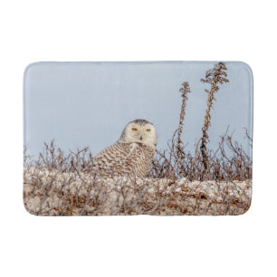 Tapis De Bain Chouette neige assise sur la plage