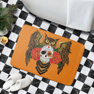 Tapis De Bain Chouette Rose Sugar SKull