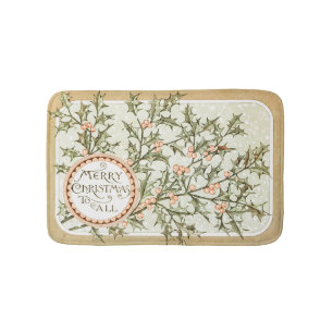 Tapis De Bain Christmas Holly Jolie Antique Salutation