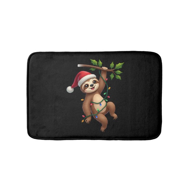 Tapis De Bain Christmas Lights Sloth Wearing Xmas Hat - Sloth Lo (Devant)