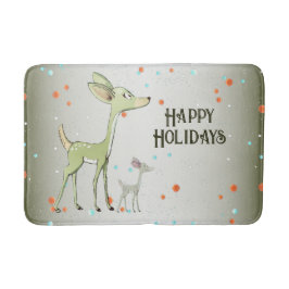 Tapis De Bain Christmas Party Green Deers Holidays Cute