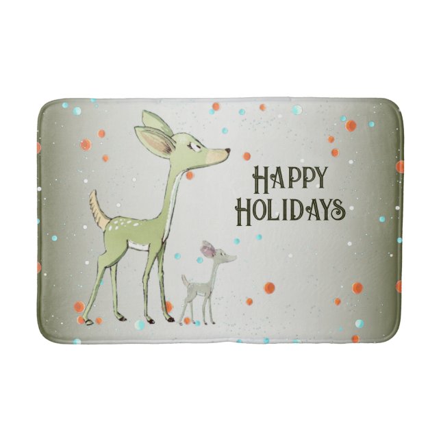 Tapis De Bain Christmas Party Green Deers Holidays Cute (Devant)