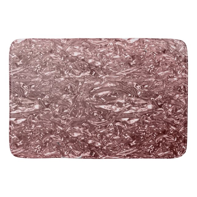 Tapis De Bain Chrome Métallisé Liquide Rose Gold Chic Glam (Devant)